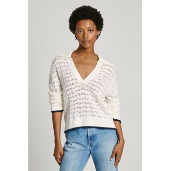Pulover polo cu model pointelle