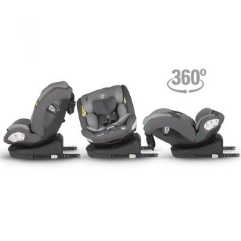 Scaun auto cu Isofix Coccolle Nyota Diamond Black 40-150 cm, i-Size, 4 pozitii inclinare, Rotire 360 cu o singura mana, Tetiera reglabila, Husa detasabila, Sistem antibasculare Top Tether, Pozitie somn, 0-12 ani