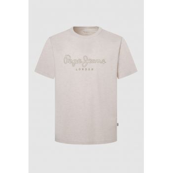 Tricou cu decolteu la baza gatului si imprimeu logo