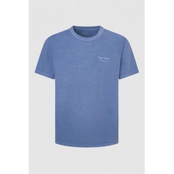 Tricou din bumbac cu decolteu la baza gatului Aris