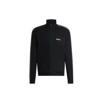 Bluza de trening cu fermoar si banda logo in lateral