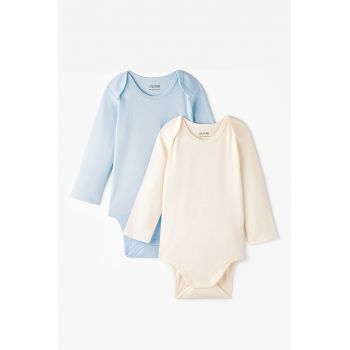 Set de body-uri uni cu maneci lungi - 2 piese