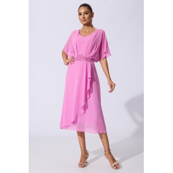 Rochie de ocazie Zaffira Roz ieftina la reducere