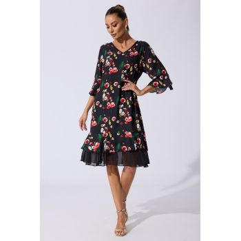 Rochie eleganta Yarria Neagra ieftina la reducere
