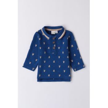 Bluza cu guler polo si model cu ursulet