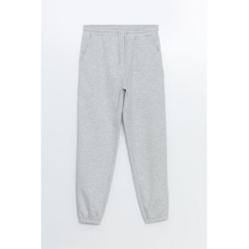 Pantaloni jogger uni cu talie elastica