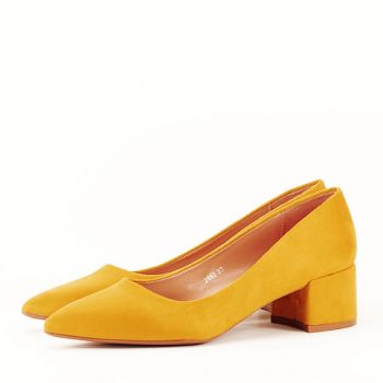 Pantofi galben mustar cu toc mic B-2683 03