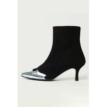 Botine de piele intoarsa cu toc kitten