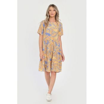 Rochie Medie Dama V292 - cu Imprimeu Floral