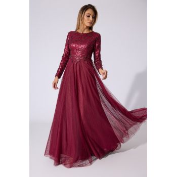 Rochie de ocazie din tull cu paiete Isidora Bordo ieftina