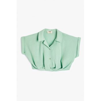Camasa crop cu revere decupate