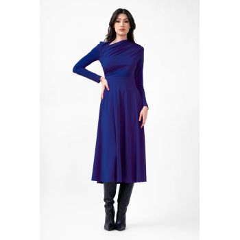 Rochie midi albastra cu drapaje