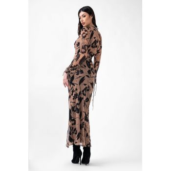 Rochie midi din voal cu print floral