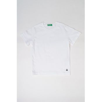 Tricou din bumbac cu decolteu la baza gatului
