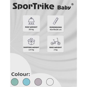 Ride-On pentru copii fara pedale cu 4 roti din plastic SporTrike verde, de la 1 an, inaltime pana la sezut 24 cm, greutate maxima admisa 25 kg