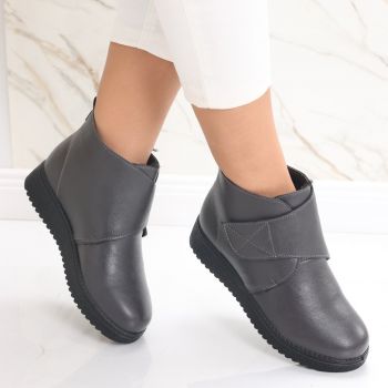 Ghete Dama Imblanite Gri din Piele Ecologica Rafina de firma originale