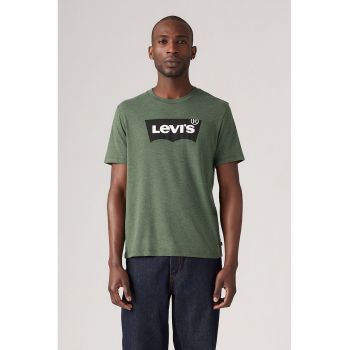 Tricou din bumbac cu decolteu la baza gatului