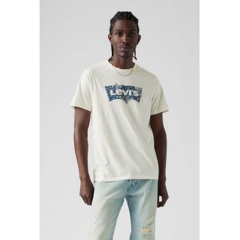 Tricou din bumbac cu decolteu la baza gatului