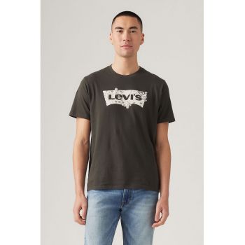 Tricou din bumbac cu decolteu la baza gatului