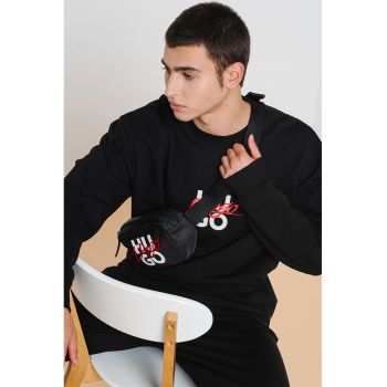 Bluza de trening cu decolyteu la baza gatului cu logo Dlongny