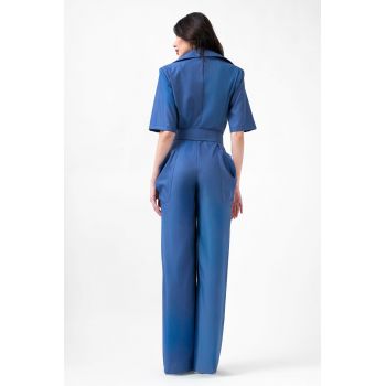 Salopeta maxi din denim cu maneca scurta