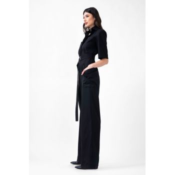 Salopeta maxi neagra cu maneca scurta