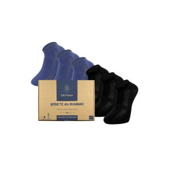 Set 6 perechi - Sosete Scurte din Bumbac Pieptanat -  fara cusatura - respirabile si confortabile