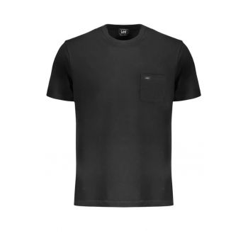 Tricou barbati cu buzunar si decolteu la baza gatului - Negru