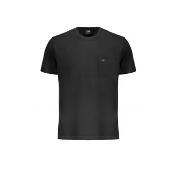 Tricou barbati cu buzunar si decolteu la baza gatului - Negru