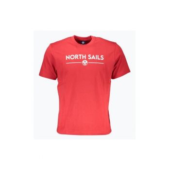 Tricou barbati din bumbac cu croiala Regular fit si imprimeu cu logo rosu
