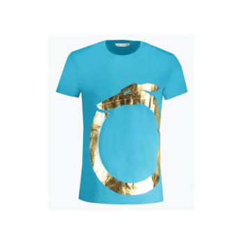 Tricou barbati din bumbac cu logo si croiala Regular fit - TRU2MTS01 - Azur ieftin