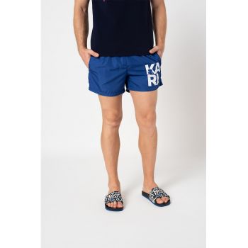 Pantaloni scurti de baie cu imprimeu logo supradimensionat