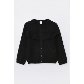 Cardigan cu model uni si volane frontale