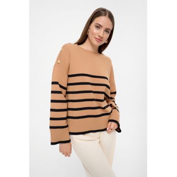 Pulover lejer cu model in dungi ieftin