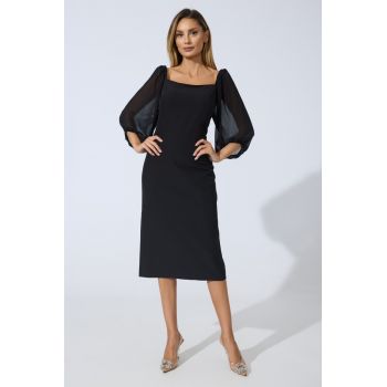 Rochie eleganta Yael Neagra ieftina la reducere