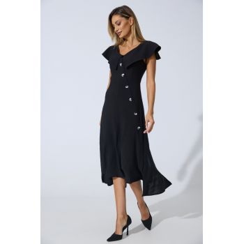 Rochie office Olena Neagra ieftina la reducere