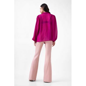 Bluza fuchsia cu insertii si esarfe