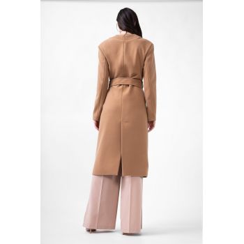 Palton camel fara guler