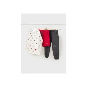 Set trening 2 perechi pantaloni si hanorac pentur baieti -  302025510 - Bumbac - Poliester - Rosu