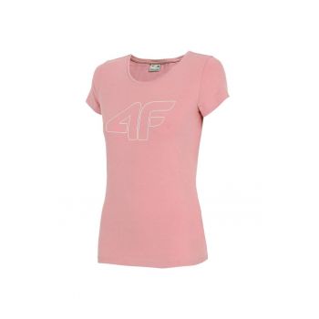 Tricou de dama -  Bumbac - Cu logo - Roz - Marimea