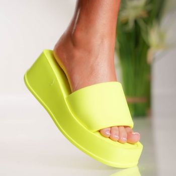 Papuci Cu Platforma Merry - 3WL272 Fluorescent Yellow