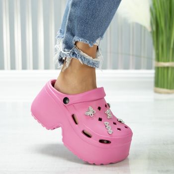Saboti Krock Cu Platforma - YW-107 Fuchsia