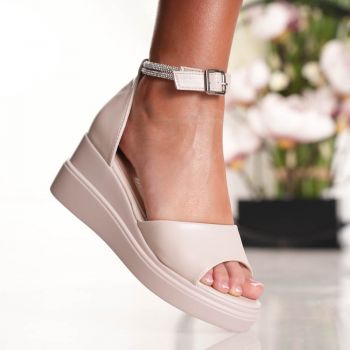 Sandale cu Platforma - A24-1079 Beige ieftine la reducere