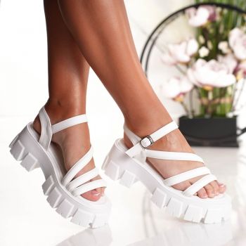 Sandale Dama cu Platforma - H883 White ieftine la reducere