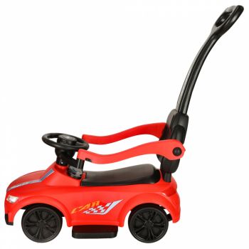 Masinuta copii de impins cu maner sunete si lumini Red, prevazuta cu suport pentru picioare, spatar mare confortabil, potrivita copiilor cu varsta mai mare de 1,6 ani cu greutatea pana la 23 kg