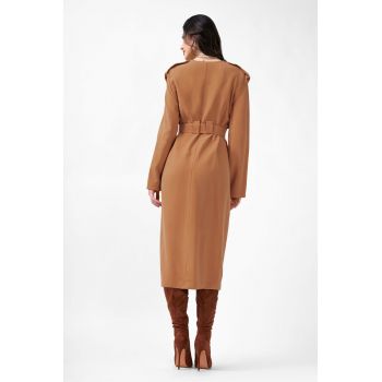 Rochie midi camel tip trench