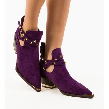 Botine dama Qamar Mov ieftine