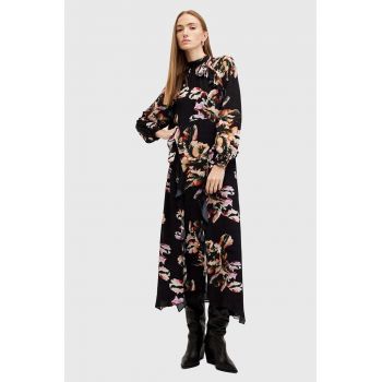 AllSaints rochie JESSICA DRESS culoarea negru, midi, evazati, W033DB