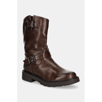 Answear Lab botine femei, culoarea maro, cu toc plat ieftine