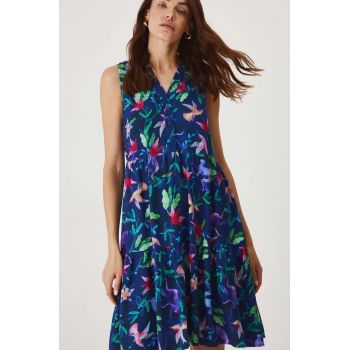 Medicine rochie culoarea bleumarin, mini, oversized ieftina